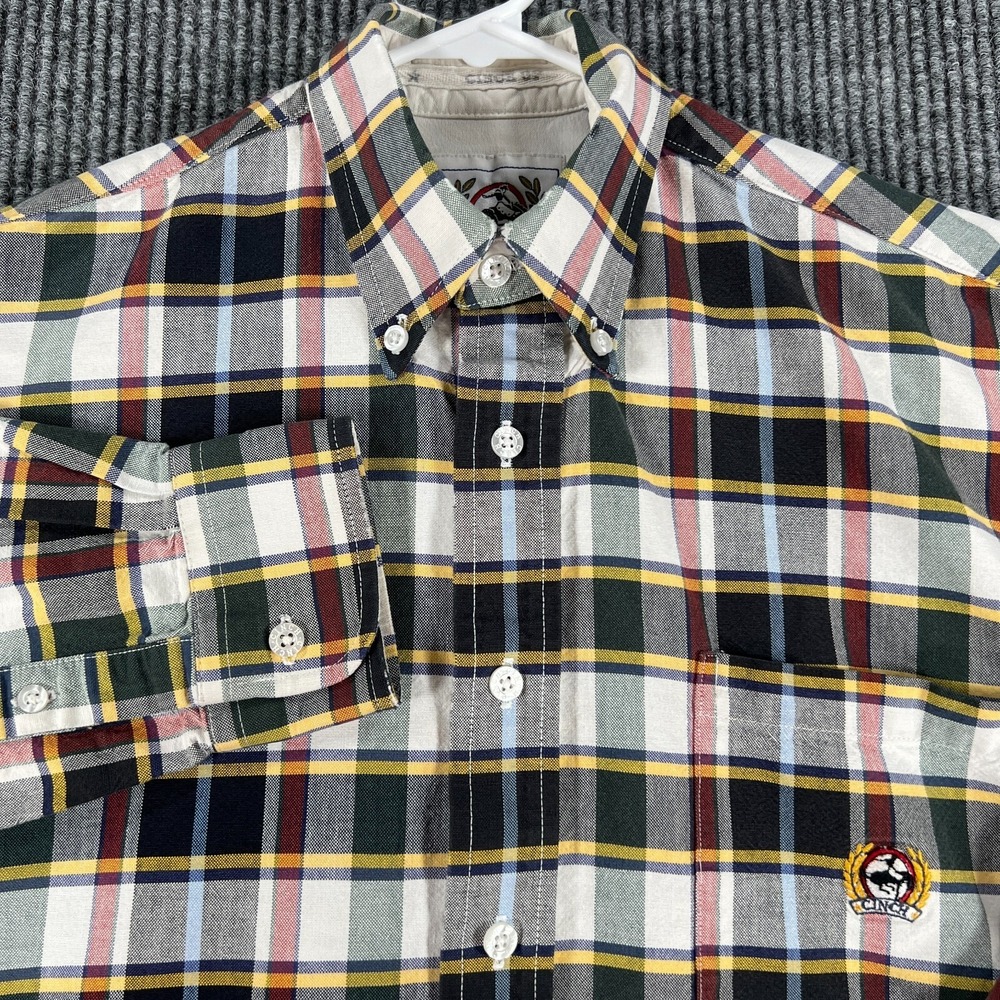 Cinch Mens Shirt Small Green White Plaid Long Sleeve Button Up‎ Western